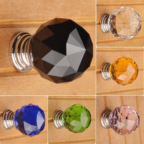 30mm Round K9 Crystal Handles Cabinet Door Drawer Glass Handle Wardrobe Pulls and furniture knob Handles and pulls for cabinets