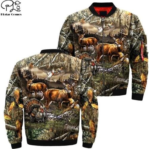 Newest Bomber Jacket 3D Forest Deer Winter Thick Men zipper Jackets Army Military Oversize Casual coat Flight Jacket 003
