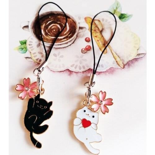 Cute Japanese Cat Smart Phone Strap Lanyards for IPhone/Samsung/Xiaomi/Huawei Mobile Phone Strap Key Hang Rope Phone Charm Decor
