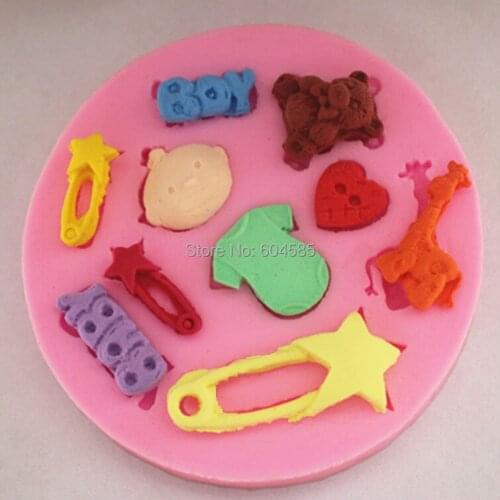 Mini Baby shower F0485 Fondant Mold Silicone Sugar mold Craft Molds DIY gumpaste flowers Cake Decorating