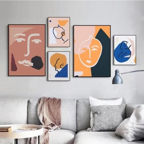 Minimalist Abstract Colorful Human Face Canvas Painting Wall Art Nordic Posters and Prints Wall Pictures for Living Room Decor
