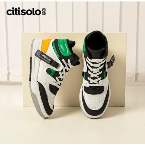 Cw21Q5150A Citisolo Fashion Color Blocking High Top Shoes Lace Up Fashion Womens Shoes