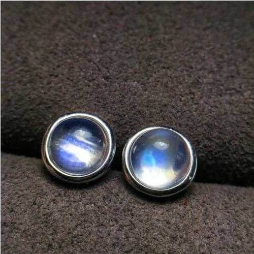 Fashion Natural Moonstone stud earring Free shipping Natural real Moonstone 925 sterling silver For men or women 6*6mm