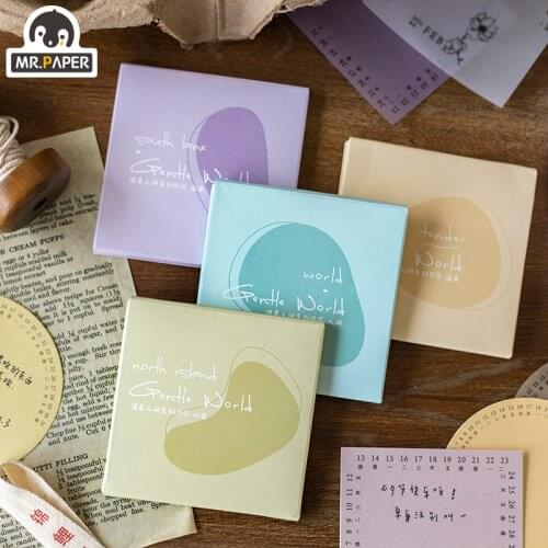 Mr. Paper 4 Design Ins Wind Gentle World Series Calendar Material Memo Pad Loose-Leaf Decoration School Office Supplies