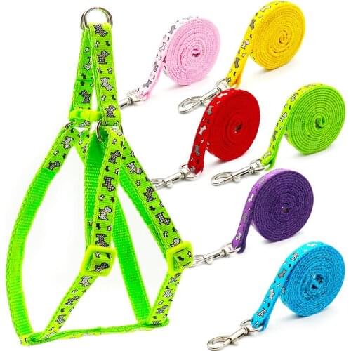24pcs Cat Dog Adjustable Harness Vest dog-lead Cartoons chest strap Dog For Puppy Cat Collar Polyester walking tools Anti-lost