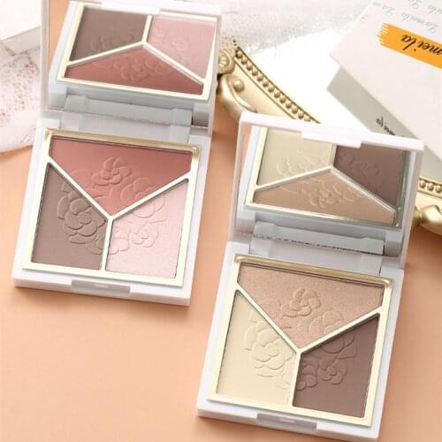 New 3 Colors Face Makeup Powder Pressed Powder Contour Bronzer Highlight Palette Set Grooming Pressed Powder,3D face concealer