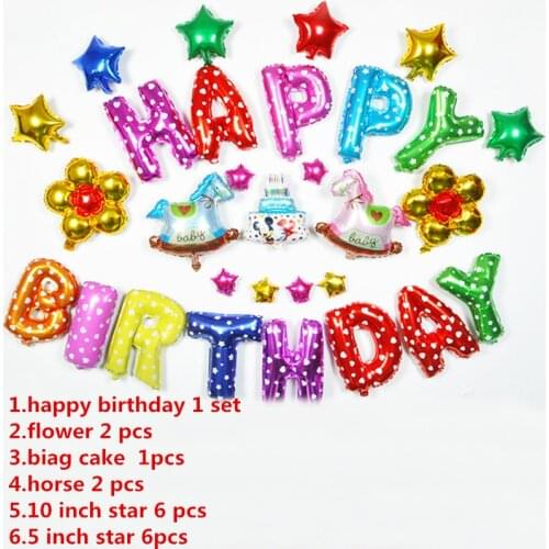 New Baby Happy Birthday Theme Party Decoration Combination Suit Balloons Baby Shower Air Balls For Kids Princess Birthday