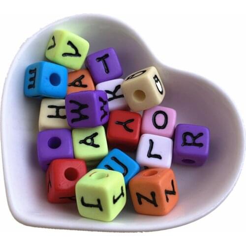 Wholesale 350pcs/Lot Chunky 12MM Solid Colors Acrylic Plastic Alphabet Beads Colorful Cube Square Acrylic English Character Bead