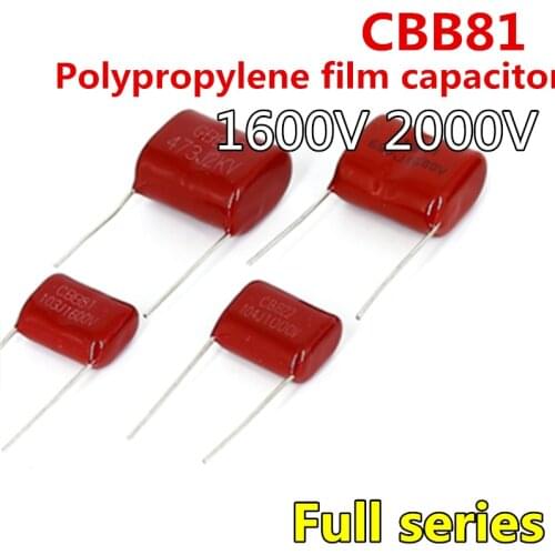 10pcs 1600V 2000V CBB81 Polypropylene film capacitor 102J 103J 104J 105J 122J 123J 152J 153J 182J 183J 221J 222J 223J 224J 272J