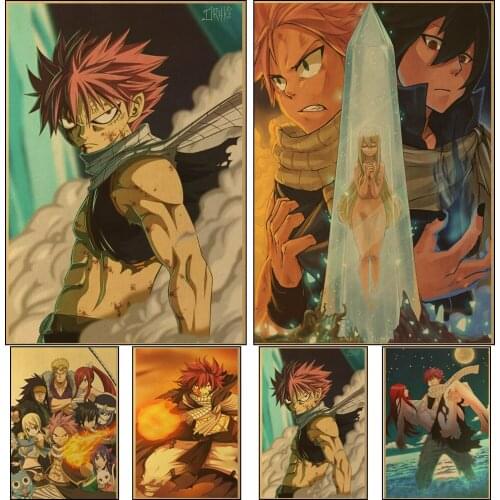 Japanese Classic Anime Fairy Tail Poster Kraft Paper Prints and Posters Home Room Decor Art Wall Stickers Buy 2 get 1 free