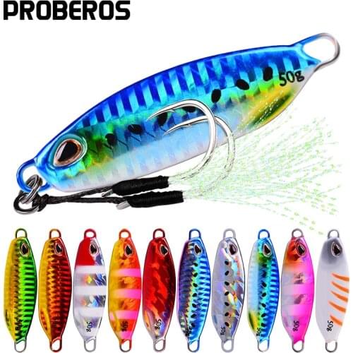 PROBEROS 5Pcs/lot Drag Metal Cast Jigging Spoon 10g-15g-20g-30g-40g-50g Shore Casting Jig Lead Fish Sea Bass Hard Baits Fishing