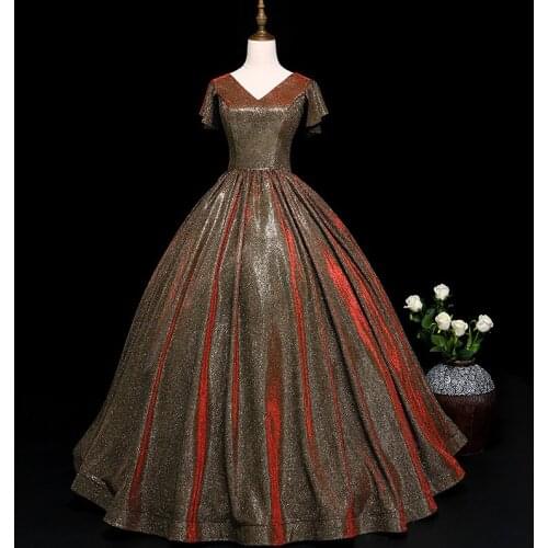 Quinceanera Dress 2020 New Classic V-neck Party Prom Ball Gown Bling Bling Sequin Vintage Robe De Bal Vestidos De 15