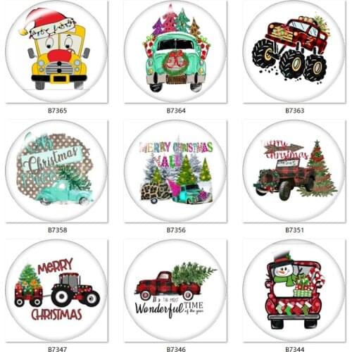 Merry Christmas car tree 10pcs mixed 12mm/18mm/20mm/25mm Round photo glass cabochon jewelry flat back Making findings B7336