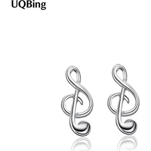 Simple Music Notes Women Authentic 925 Sterling Silver Stud Earrings Wholesale