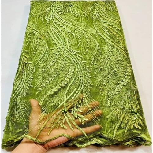 SJ Lace African Net Lace Fabric With Beads 2021 High Quality French Tulle Lace Nigeria Guipure Material For Wedding Dress xs2-39