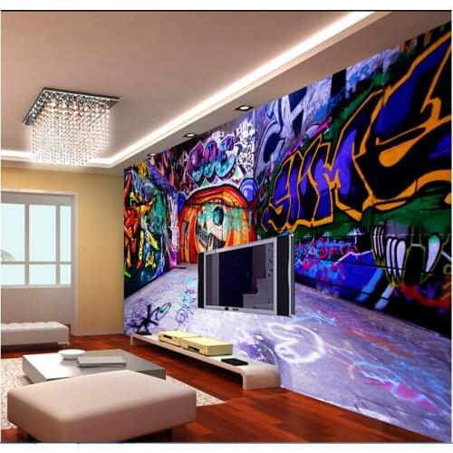 Custom 3 d stereoscopic wallpaper, 3 d space graffiti wall waterproof fabric used for KTV hotel bar papel DE parede