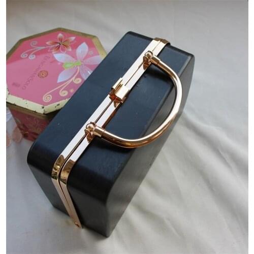 20.5X12.5X8 cm Gold Metal Bag Handle black plastic box clutches purse frame purse wallet diy handbag Dropship purse handle frame