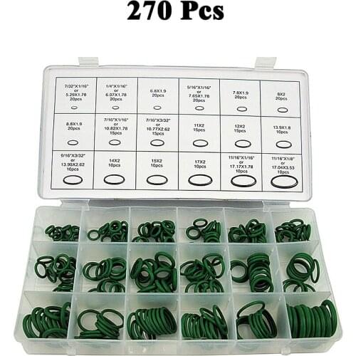 Hot 270 Pcs/Set Air Conditioning HNBR O Rings Car Auto Repair Tool Rubber Air Conditioning Refrigerant Ring Set Car Service Tool