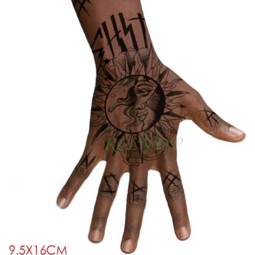 Waterproof Temporary Tattoo Sticker sun star letter human being Fake Tatto Flash Tatoo Hand Arm Tattoos for Girl Women Men