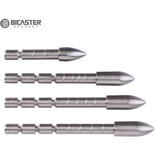 Bicaster Stainless Steel Insert Arrow Point 12/24pcs Archery Arrow Head 60-120 Grains for 4.2mm Shaft