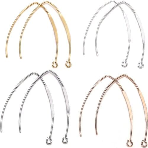 20pcs Gold Rhodium Copper French V-shaped Earring Hooks Findings Ear Hook Wire Settings Base Settings For Jewelry Making