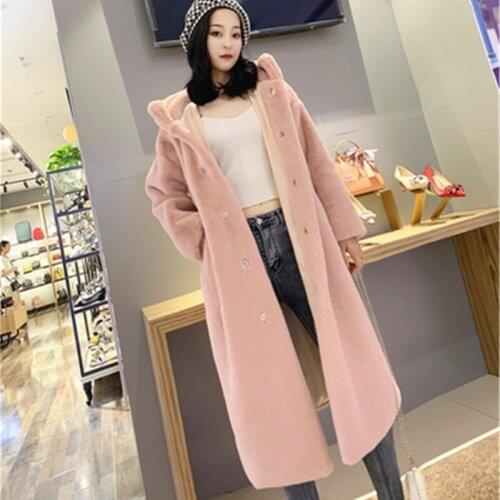 Winter New Women High Quality Faux Rabbit Fur Coat Luxury Long Fur Coat Thick Warm overcoat Loose Plus Size Plush Coats Female