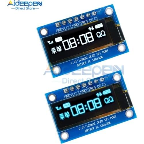 1Pcs 0.91 inch OLED Module 0.91" White/Blue OLED 128X32 OLED LCD LED Display Module 0.91" IIC Communicate For Ardunio