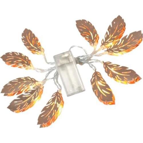 1PCS 10 LED Gold Feather String Lights Wrought Iron Leaves Light Decoration for Wedding Party Bedroom Birthday