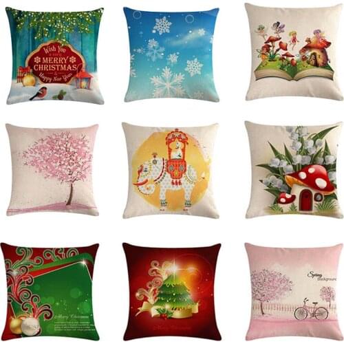 1Pcs 45*45cm Christmas Cushion Cover Cotton Linen Throw Pillow Cushion Cover Car Home Sofa Decorative Pillowcase