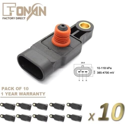 10PCS Wholesale 3Pins Manifold Absolute Pressure MAP Sensor For Chevrolet Aveo Kalos Matiz Spark Daewoo 0.8 1.0 1.2 1.4 96325870