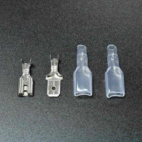 200PCS/50Pairs 2.8mm 4.8mm 6.3mm Female Male Spade Crimp Terminal Wire Wrap Connector Terminal Sleeve For 22-16 AWG