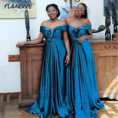 2021 Mermaid Bridesmaid Dresses Royal Blue South African Off-the-Shoulder Bridesmaid Dress Black Girls Wedding Party Gowns