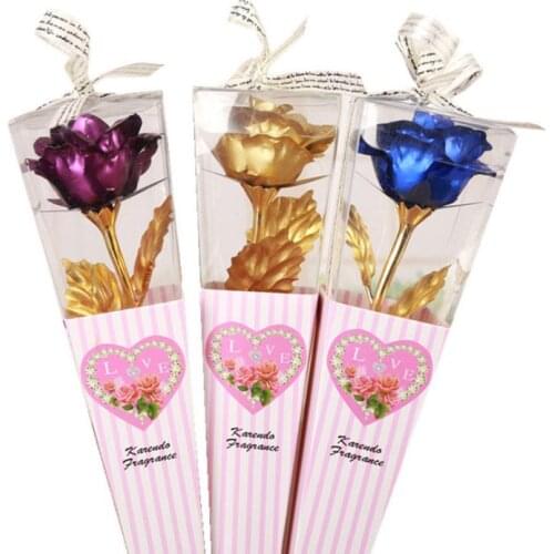 24K Gold Plated Dipped Rose Flower Forever Love Valentines Day Gift Decoration Artificial Flowers Wedding Decor Foil Flowers SN