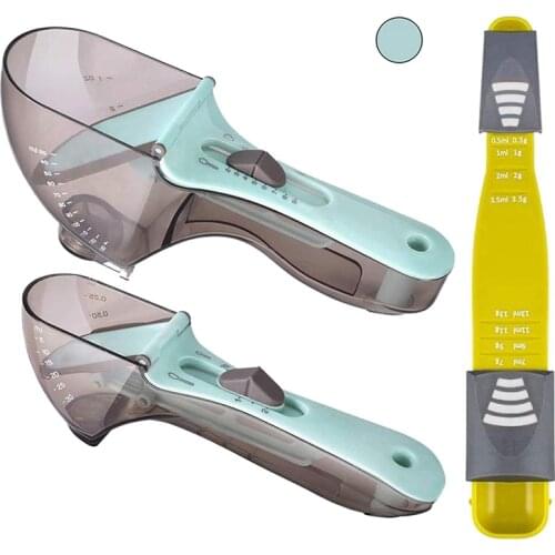 3 Pcs Adjustable Measuring Cups and Spoons Sets,Large Tablespoon & Small Teaspoon,Measurements for Solid/Powder/Liquid