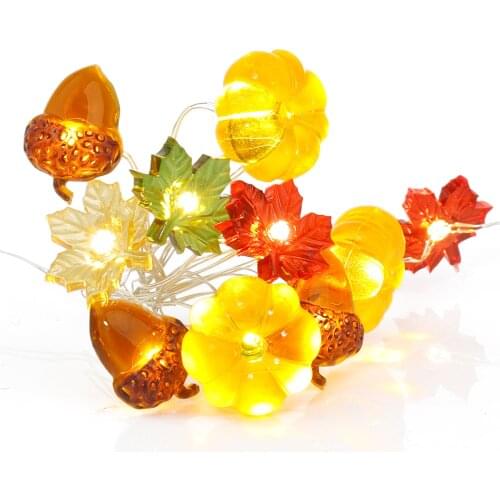 3D Pumpkin Maples Acorns String Lights, 3m 30 LED Battery Powered with Remote