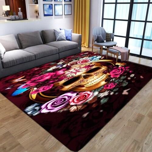 3D Anti-slip Carpets for Living Room Bedroom Halloween Area Rugs Rose Skull Carpet Modern Outdoor Indoor Rug Parlor Floor Mats