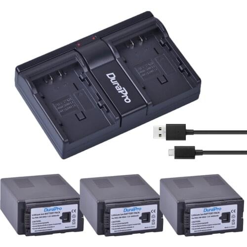 3x 6000Ah VW-VBG6 VW VBG6 Camera Battery + USB Dual Charger for PANASONIC AG-HMC71 HMC73 HMC150 HPX250 AC160MC AG-HMC155GK