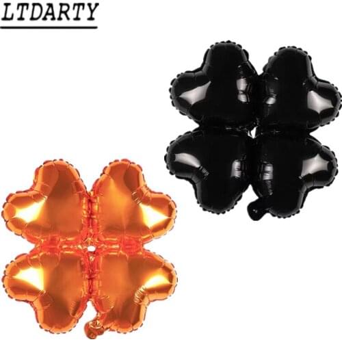 5pcs4 petal 18 inch aluminum foil balloon orange black four-leaf clover balloon architectural arch for wedding decoration