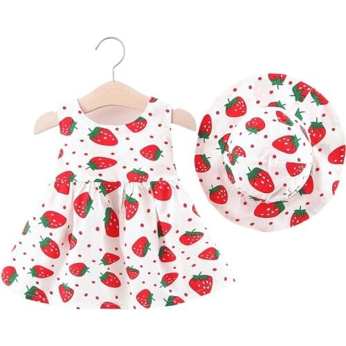 6M 1 2 3 Year Old Babay Girls Dress Kids Summer Dresses Princess Costume Children Short Sleeve Clothes Little Clothing with Hat