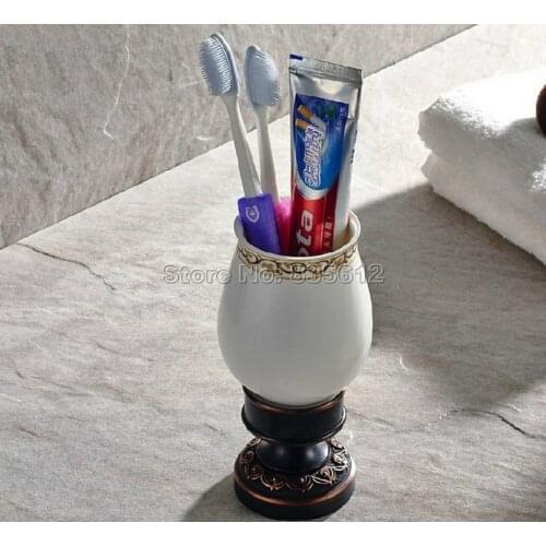 Bathroom Accessories Black Oil Rubbed Bronze Toothbrush Holders Band Ceramic Cups Wba474