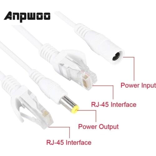 ANPWOO POE Adapter cable RJ45 Cable Power Over Ethernet Adapte Injector Splitter DC 12 V 1 Pair for IP Camera