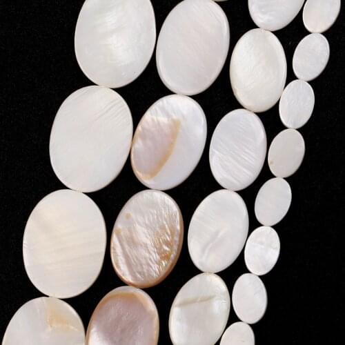 Natural Mother of Pearl Shell Beads 4 Size Oval Shape Charms Beads for jewelry Making Diy Bracelet Necklace Accessories 15"