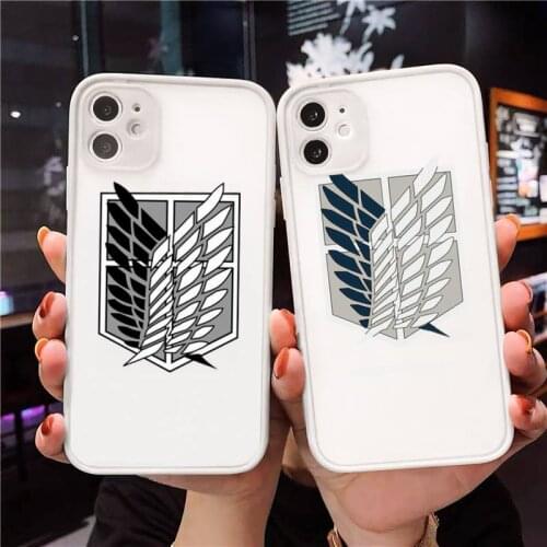 Anime attack on Titan Phone Case For iPhone 12 11 Mini Pro XR XS Max 7 8 Plus X Matte transparent White Cover