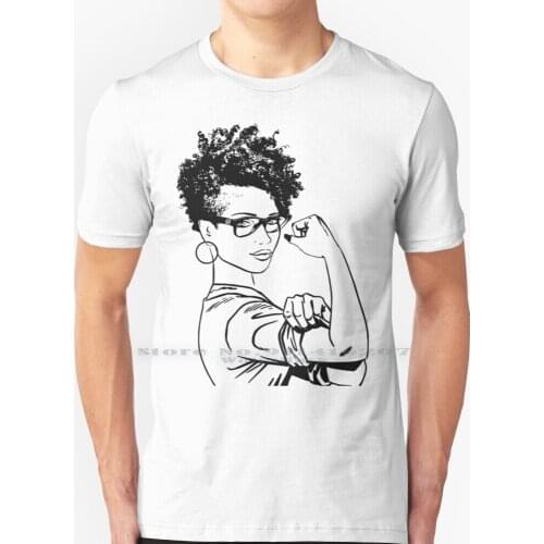 Black Woman African American Flexing We Can Do It Nubian Queen T Shirt 100% Pure Cotton Black Woman African American Flexing We