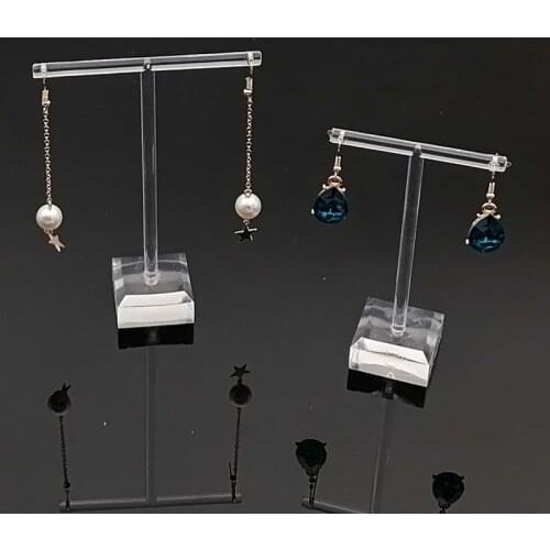 4Pcs Plastic Earrings Holder T-Shape Ear Studs Display Rack Jewelry Tree Stand Organizer Showcase Photography Prop Shelf Clear