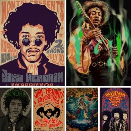 Jimi Hendrix Kraft Paper Poster Alternative Abstract Art Canvas Painting Funny Wall Sticker for Coffee House Bar Home Decor