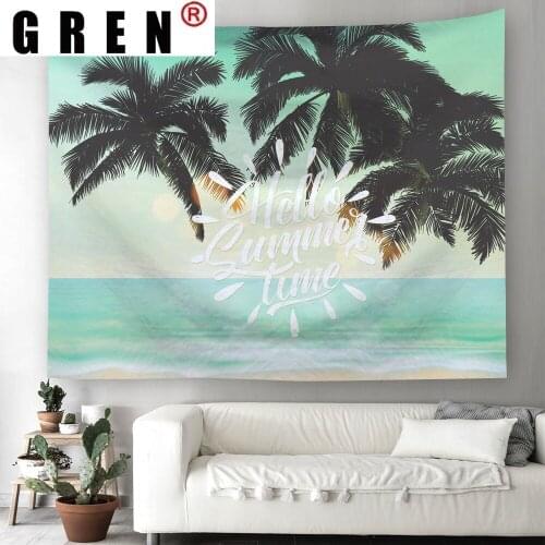 .GREN Coconut Tree Beach Tapestry Wall Hanging Carpet Beach Towel Background Cloth Blanket Yoga Mats Art Bedroom Dorm Home Decor
