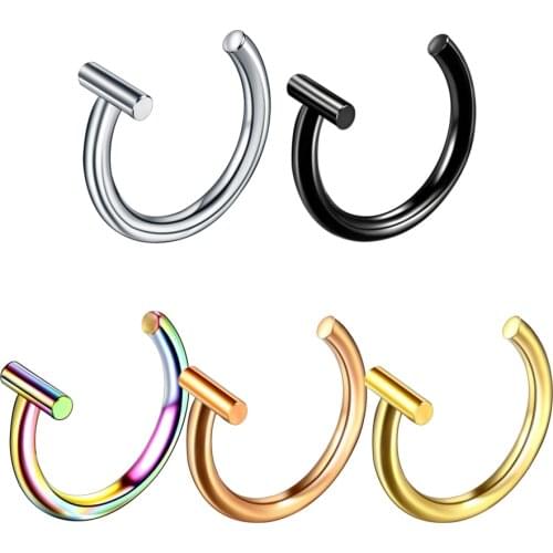 16G 1Pc Punk Labret Lip Rings Stainless Steel Piercing Clip On Lip Nose Ring Fake Septum Piercing Body Jewelry Wholesale