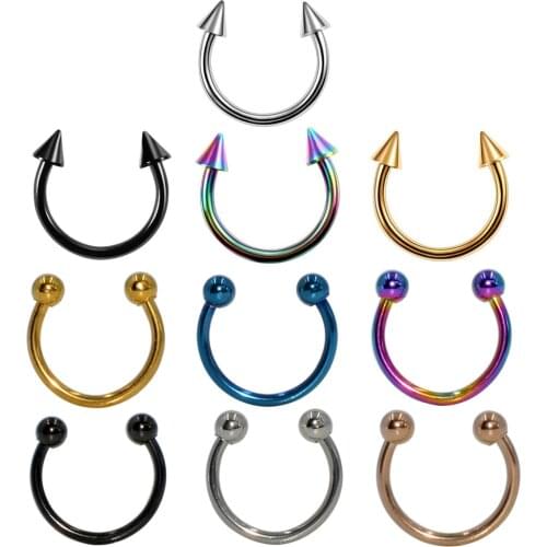 5pc Horseshoe ring piercing surgical steel 316l titanium septum ear nose lip tragus Body Piercing Jewelry 16g