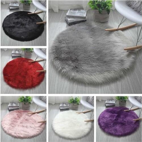 Faux Fur Rugs Kids Room Long Plush Rugs for Bedroom Shaggy Area Rug 40*40cm Fluffy Round Rug Carpets for Living Room Decor